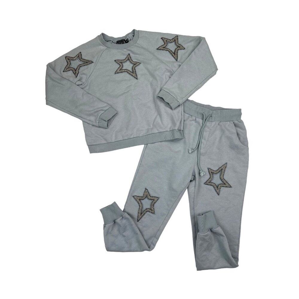Rehab - Beaded Star Cut Out Sweatshirt & Sweatpant Set in Gray